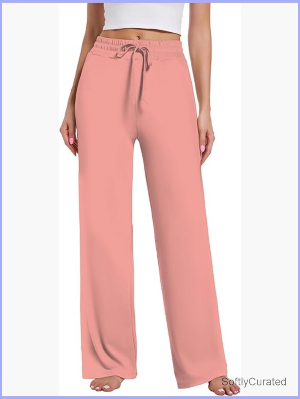 Wide Leg Yoga Sweatpants with Pockets Drawstring Lounge Pajama Pants Comfy
